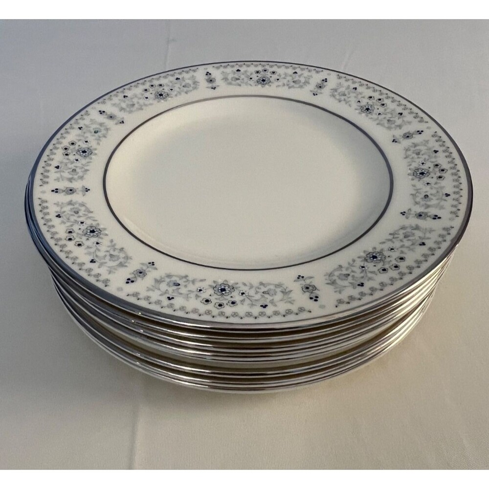 Vintage Minton Beaumaris Bread Plates (8) Fine Bone China Blue Floral 6.5"